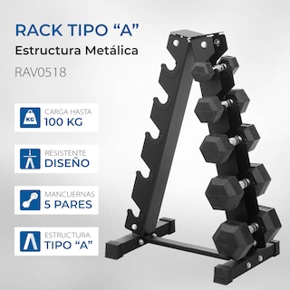 Foto 3 | Rack Organizador Para 5 Pares De Mancuernas Gym