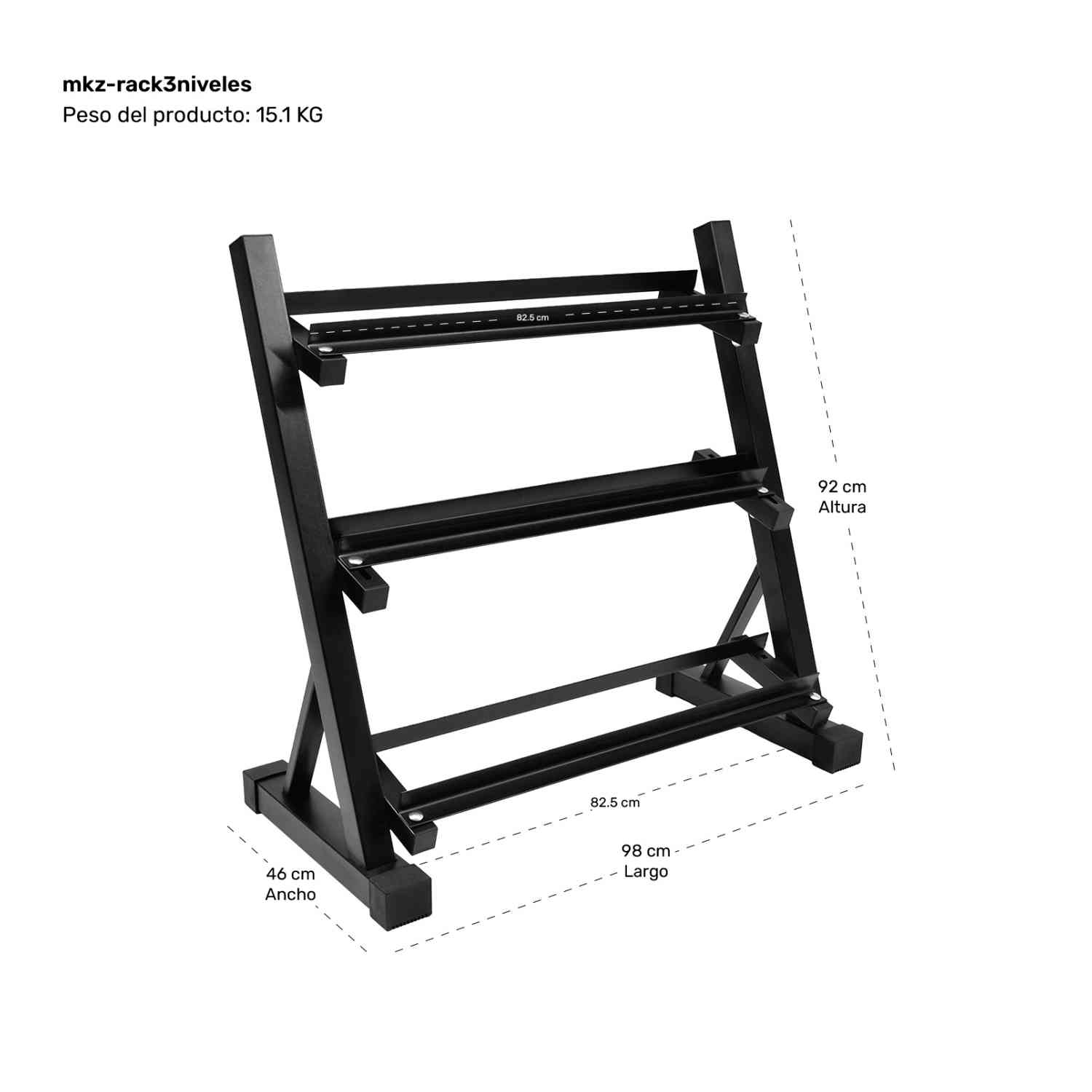 Foto 7 pulgar | Rack Mancuernas Pesas 3 Niveles Centurfit Barras Soporte 450kg