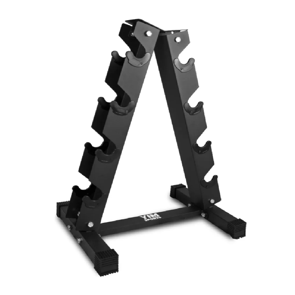 Rack Yim Sports Estante Tipo Torre Negro Diseño de 8 Ranuras para Mancuernas Hexagonales