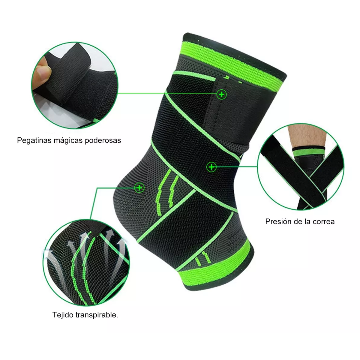 Foto 4 pulgar | Tobillera Deportiva Anti-Esguince Soportes Color Verde Set de 4 Piezas