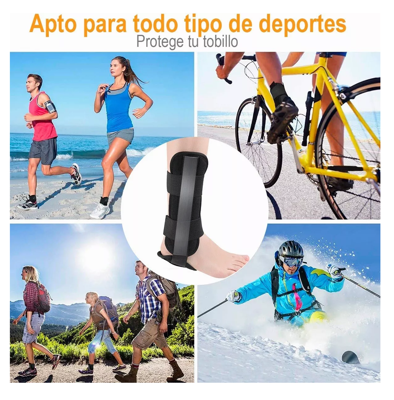 Foto 6 pulgar | Soporte Protector Para Tobillo Torceduras Deporte Talla M, Negro