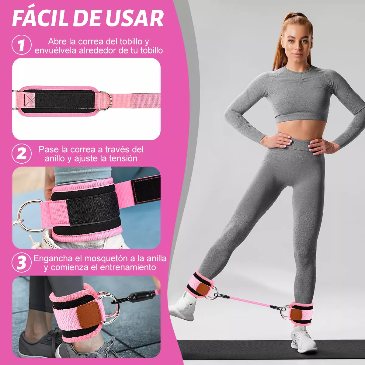 Foto 4 pulgar | 2 Pz Grillete Para Tobillo Gym Entrenamiento De Glúteo Eo Safe Imports Esi-16965 Multicolor