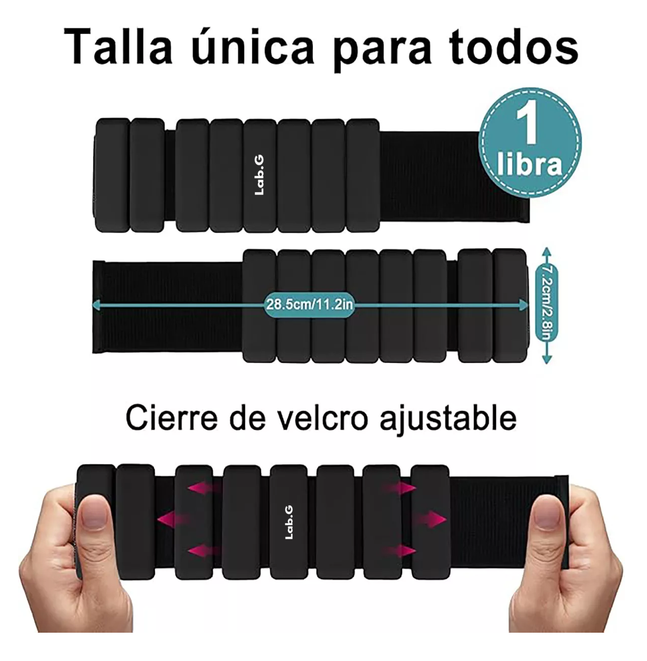 Foto 4 pulgar | 2 Muñequeras Con Peso De Silicona Ajustables De Color Negro