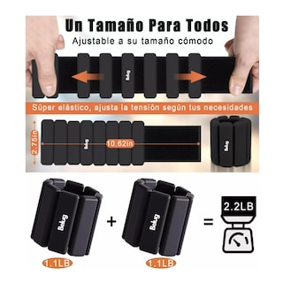 Foto 2 | 2 Muñequeras Con Peso De Silicona Ajustables Belug De Color Negro