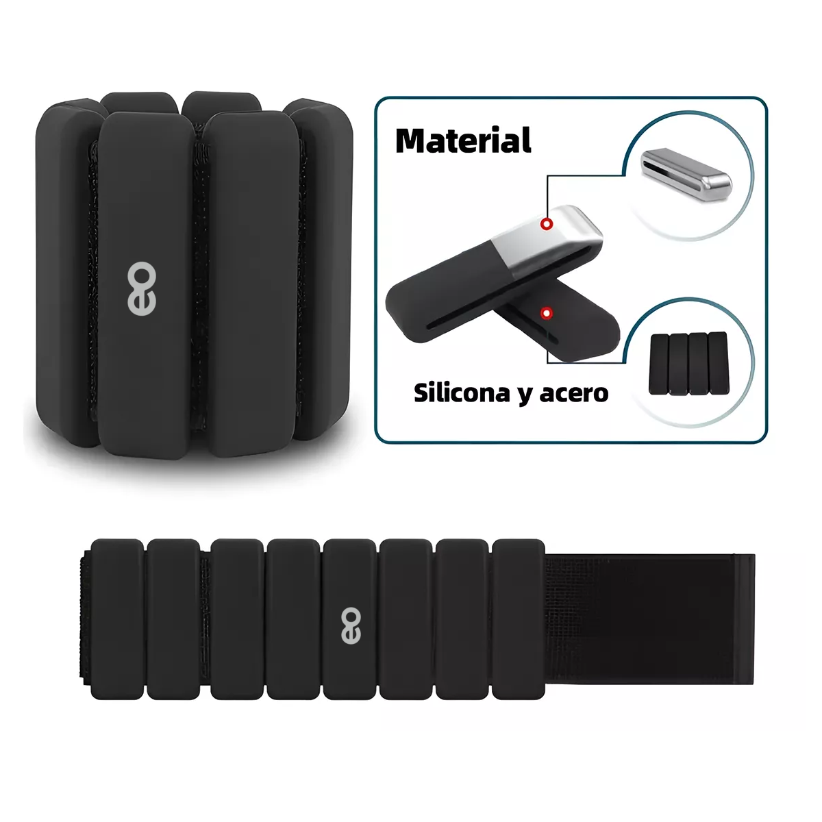 Foto 4 pulgar | 1 Par de Tobilleras con Peso Pulsera Silicon Eo Safe Imports ESI-16940-1 Negro