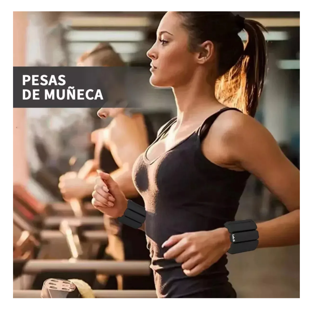 Foto 2 | Par Tobilleras Con Peso Muñequeras  Lab.g Pulsera Silicon, 450g C/u Negro