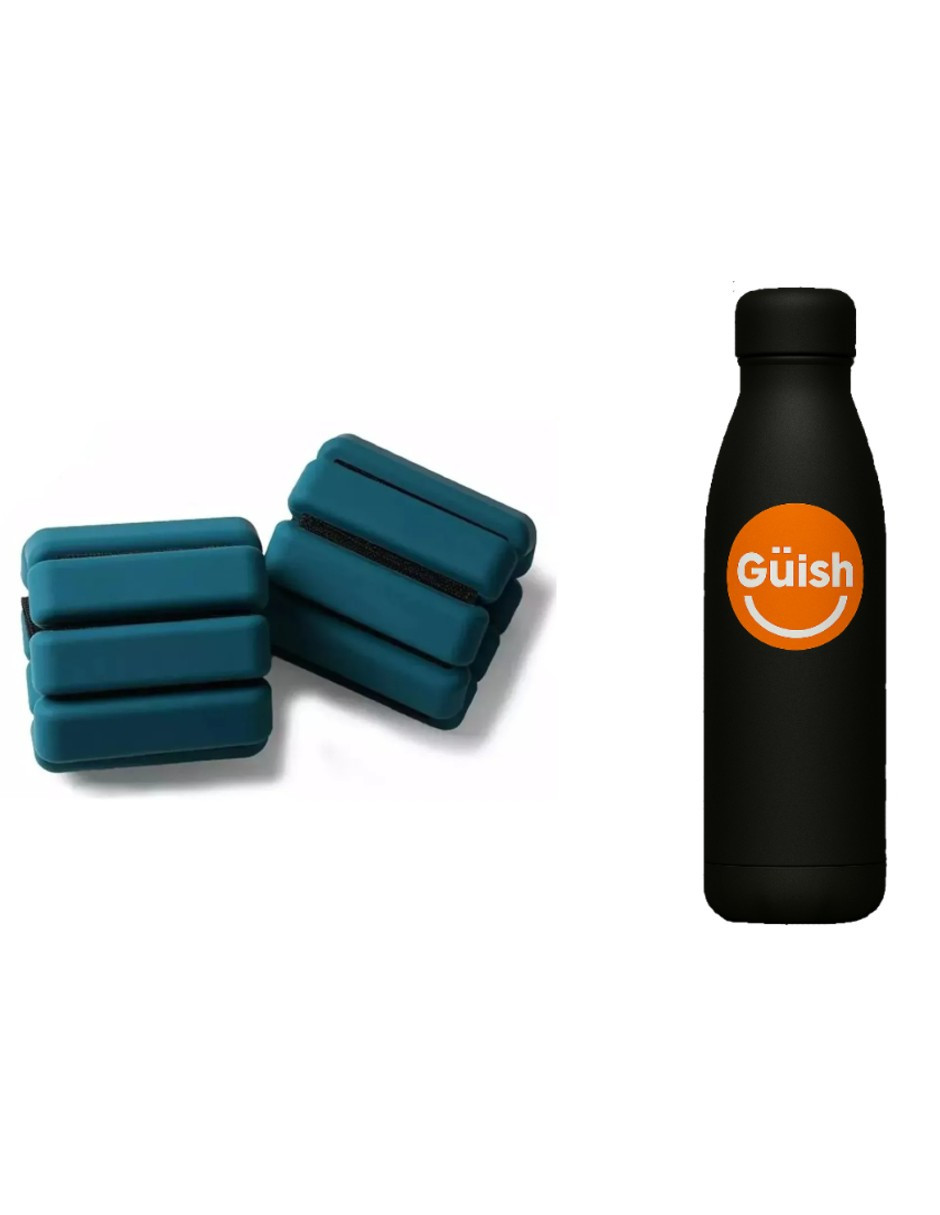 Foto 2 pulgar | Muñequeras De 1 Kg Azul Petroleo + Gratis Termo Güish De Regalo