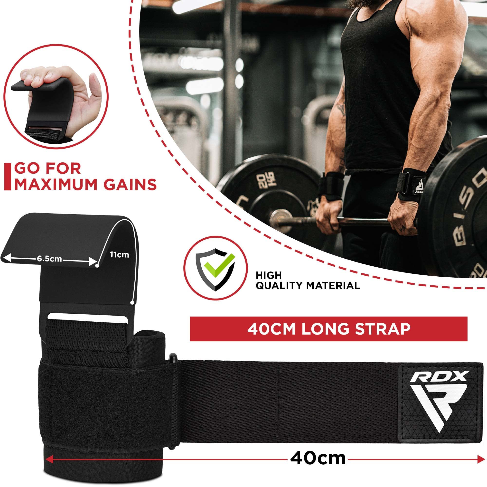 Foto 4 pulgar | Ganchos Para Levantamiento De Pesas Y Correas Rdx Con Revestimiento De Goma Antideslizante - Venta Internacional.