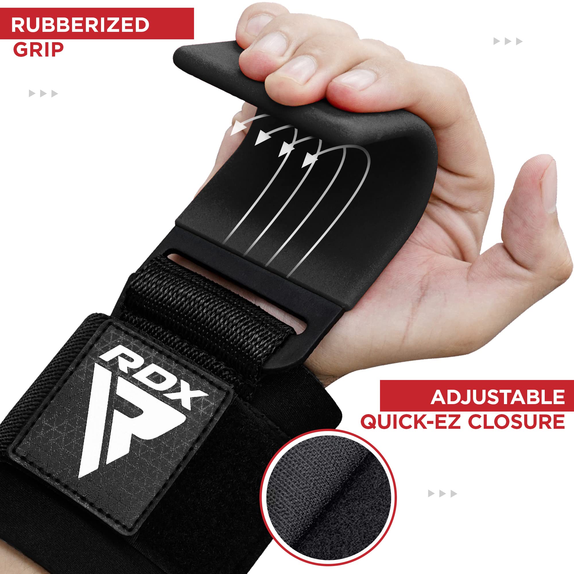 Foto 5 pulgar | Ganchos Para Levantamiento De Pesas Y Correas Rdx Con Revestimiento De Goma Antideslizante - Venta Internacional.