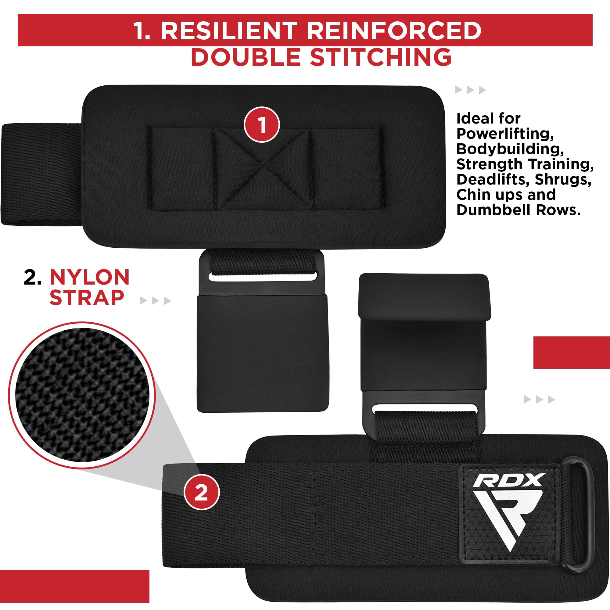 Foto 7 pulgar | Ganchos Para Levantamiento De Pesas Y Correas Rdx Con Revestimiento De Goma Antideslizante - Venta Internacional.