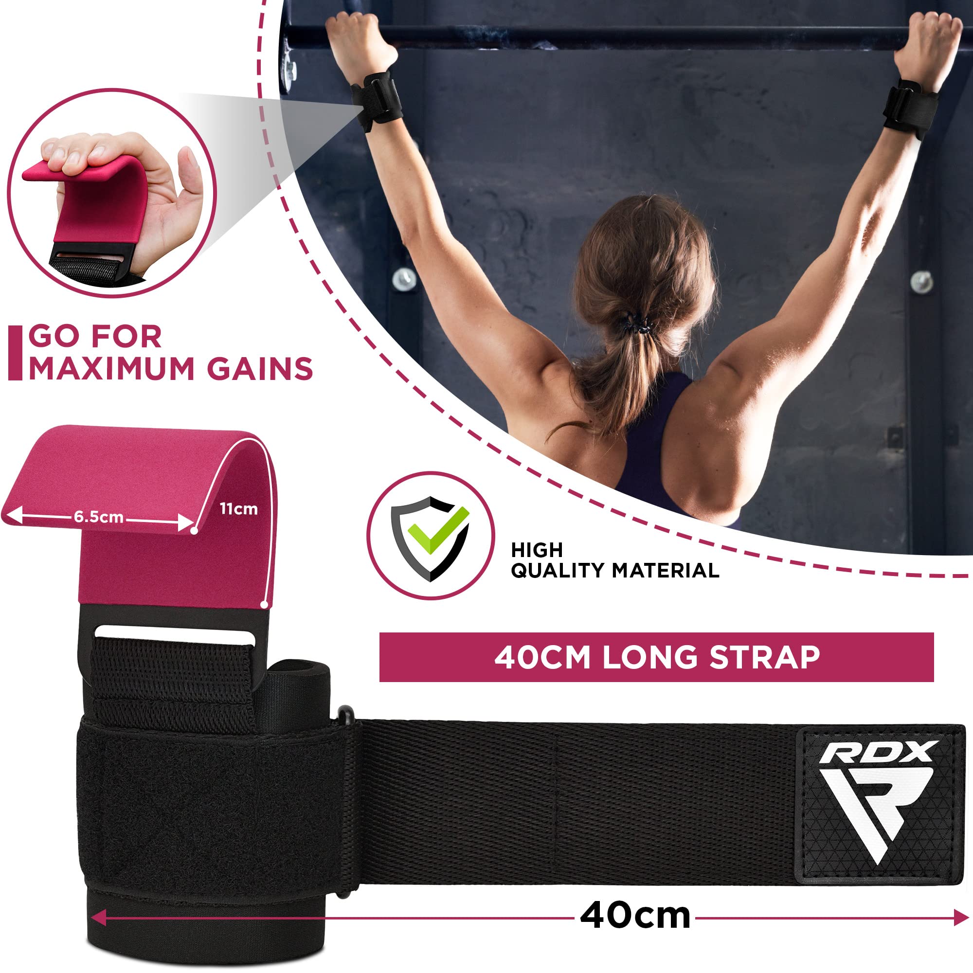 Foto 4 pulgar | Par De Ganchos Para Levantamiento De Pesas Rdx Con Soporte Para La Muñeca - Venta Internacional.