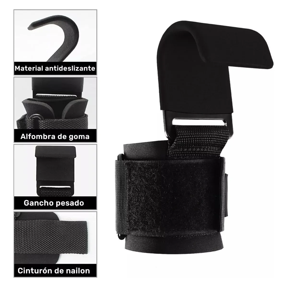 Foto 5 | Muñequera Con Gancho Para Levantar Pesas Lab.g Negro