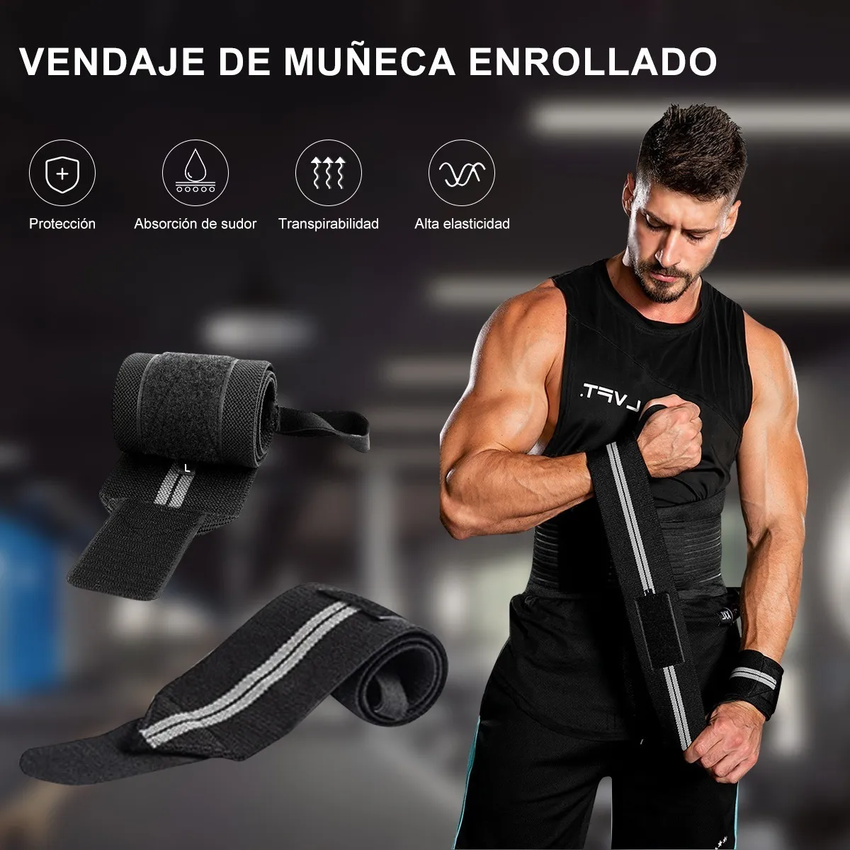 Foto 5 | Muñequeras Crossfit Gym Para  Pesas 4 Piezas Lab.g Negro