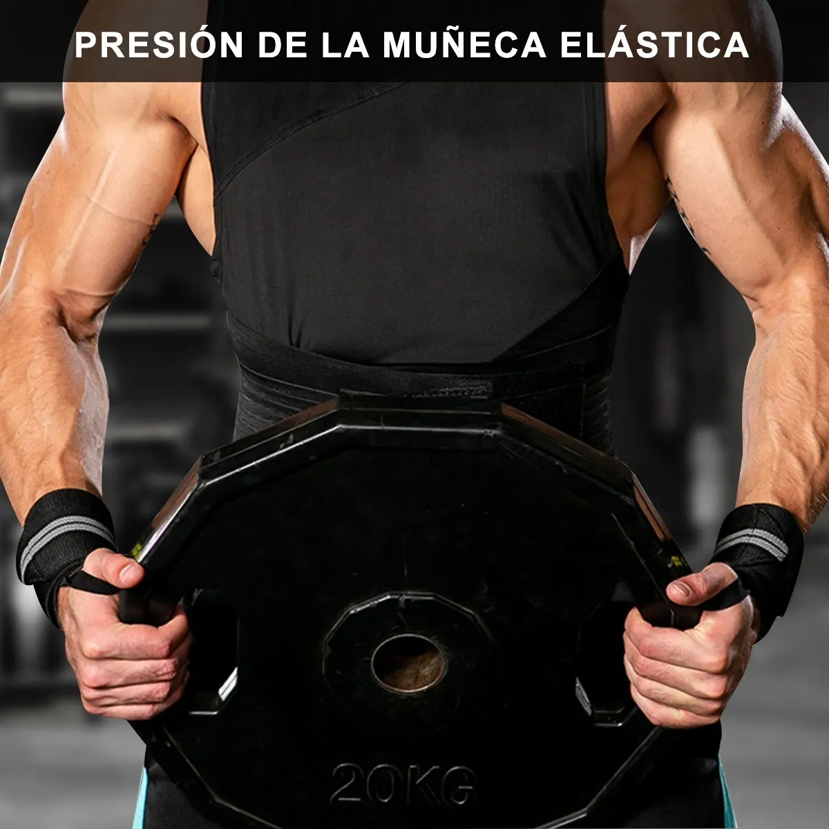 Foto 4 pulgar | Par Muñequeras Crossfit Gym Pesas Gimnasio 2pares Lab.g Negro Linea Gris