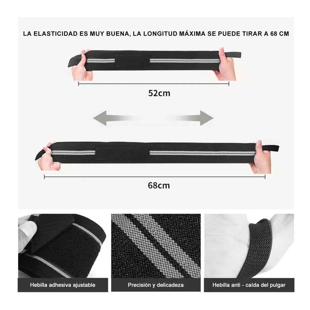 Foto 6 pulgar | Par Muñequeras Crossfit Gym Pesas Gimnasio 2pares Lab.g Negro Linea Gris