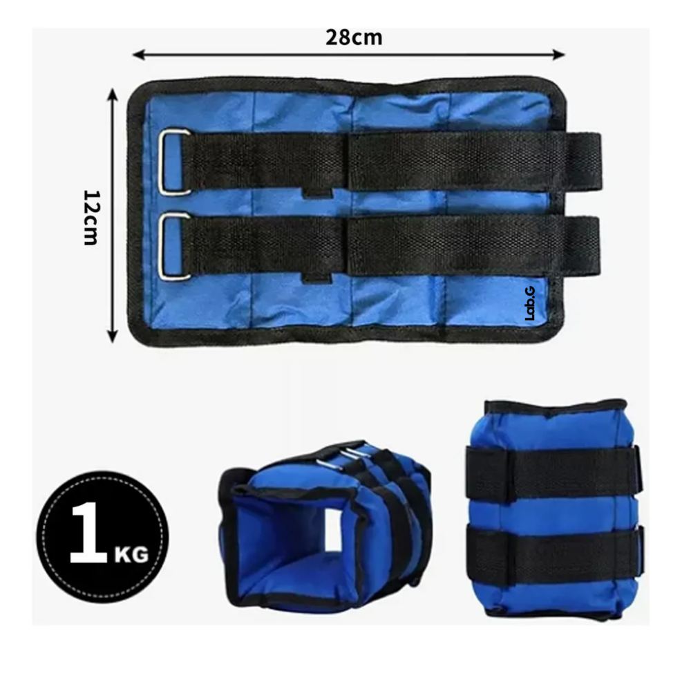 Foto 2 | 2pc Pesas Fitness Par De Polainas 1kg Cada Una Para Tobillos Lab.g  Azul Negro