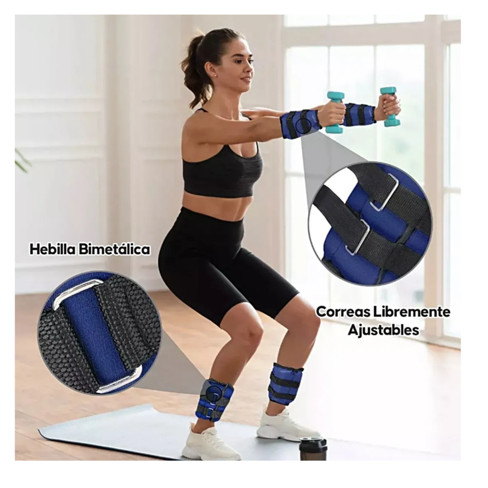 Foto 5 | 2pc Pesas Fitness Par De Polainas 1kg Cada Una Para Tobillos Lab.g  Azul Negro