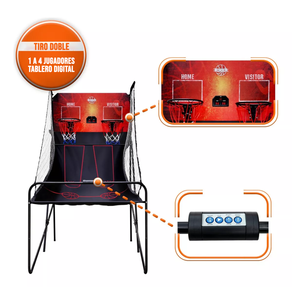 Foto 4 pulgar | Tablero de Baloncesto Slam Dunk Arcade con Aros Dobles y Pantalla LED