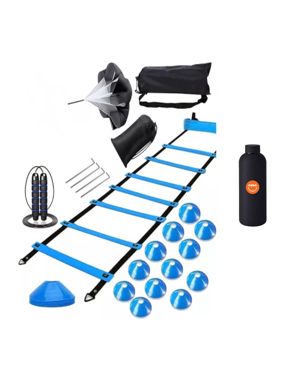 21 Piezas De Entrenamiento De Futbol Color Azul + Termo Güish Gratis