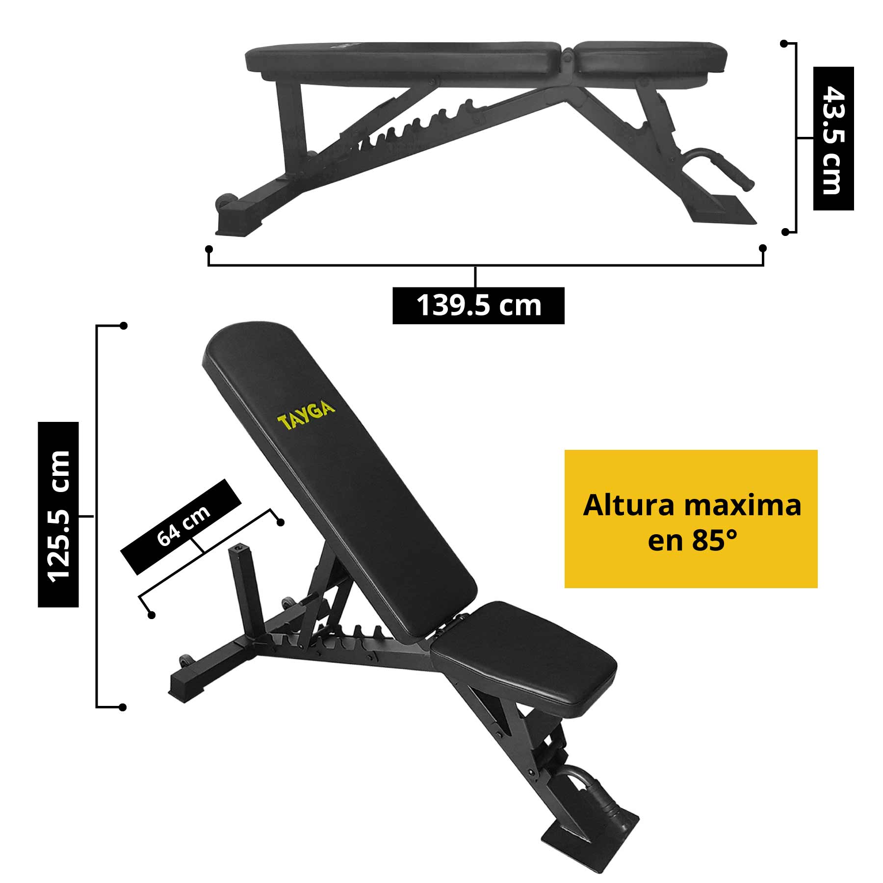 Foto 4 pulgar | Banco Fitness Tayga para Gimnasio color Negro