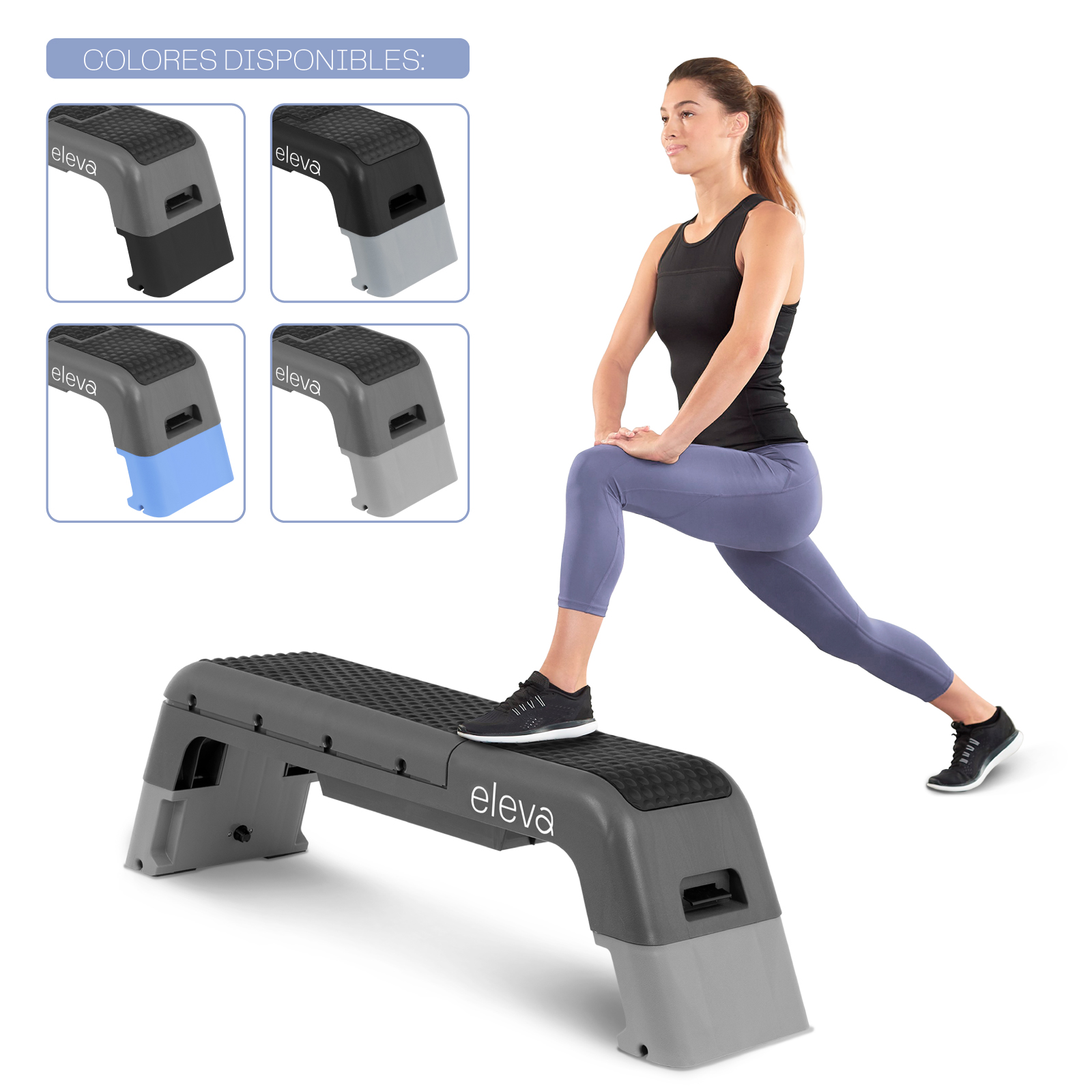 Foto 4 pulgar | Bancos De Gym Multiposiciones 2 Niveles De Altura Eleva Color Negro Gris