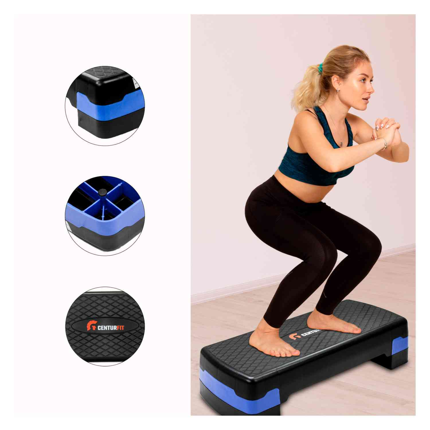 Foto 5 pulgar | Step Banco Aerobics Fitness Crosfit 9.5 A 15 Cm Ajustable Azul