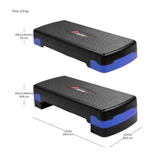 Foto 6 | Step Banco Aerobics Fitness Crosfit 9.5 A 15 Cm Ajustable Azul