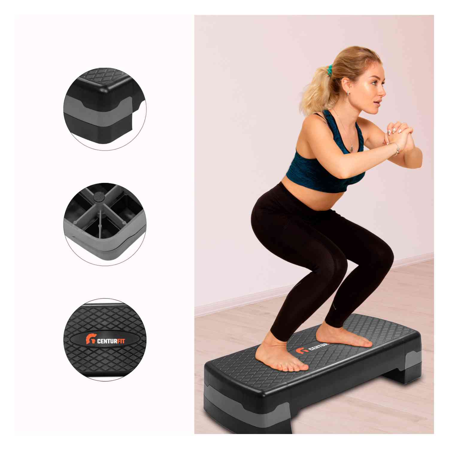 Foto 5 pulgar | Step Banco Centurfit Aerobics Fitness Crosfit 9.5 A 15 Cm Ajustable color Gris