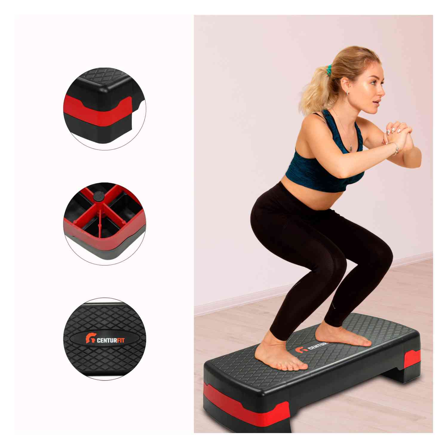 Foto 5 pulgar | Step Banco Centurfit mkz-stepaer68roj color Rojo 9.5 a 15 cm Ajustable