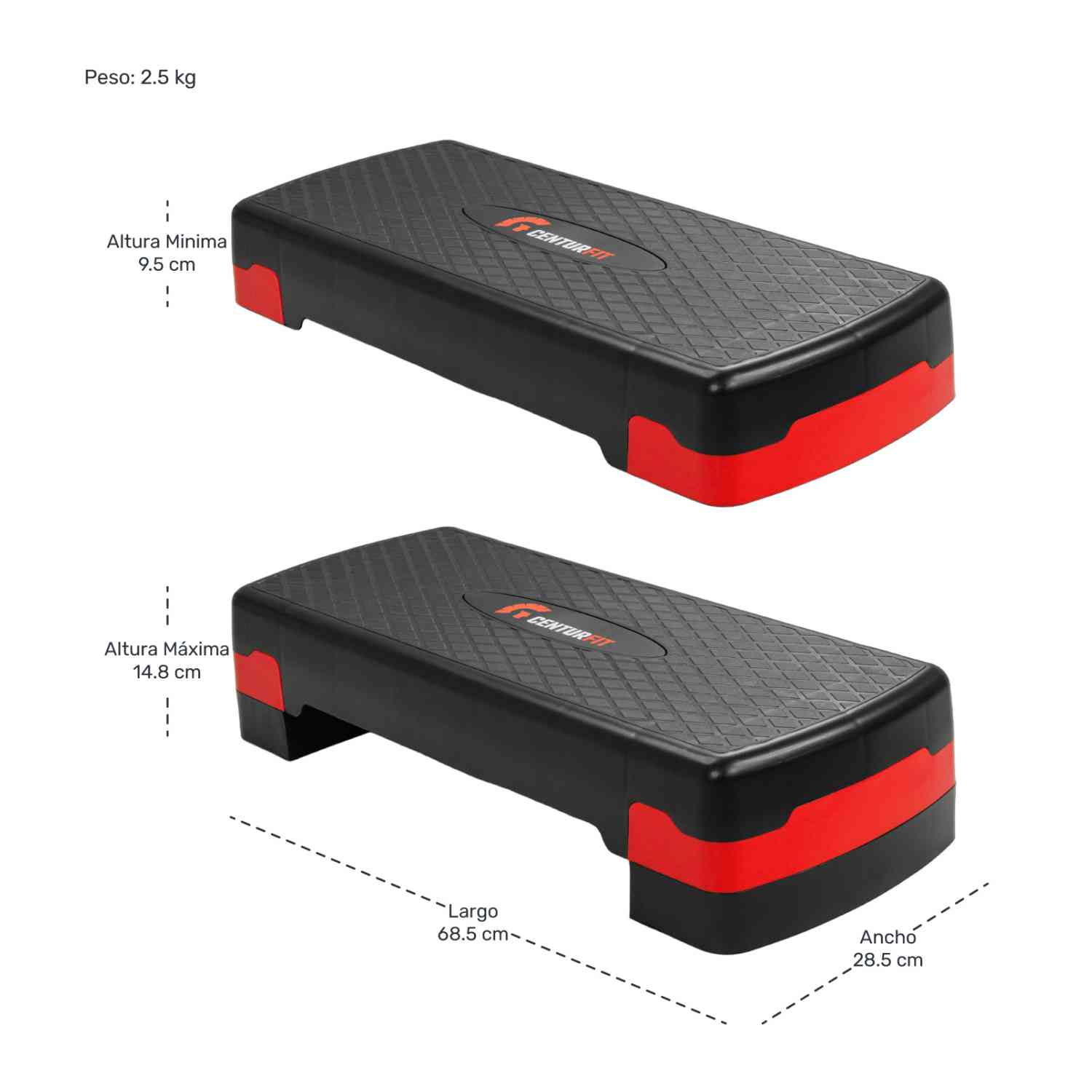 Foto 7 pulgar | Step Banco Centurfit mkz-stepaer68roj color Rojo 9.5 a 15 cm Ajustable