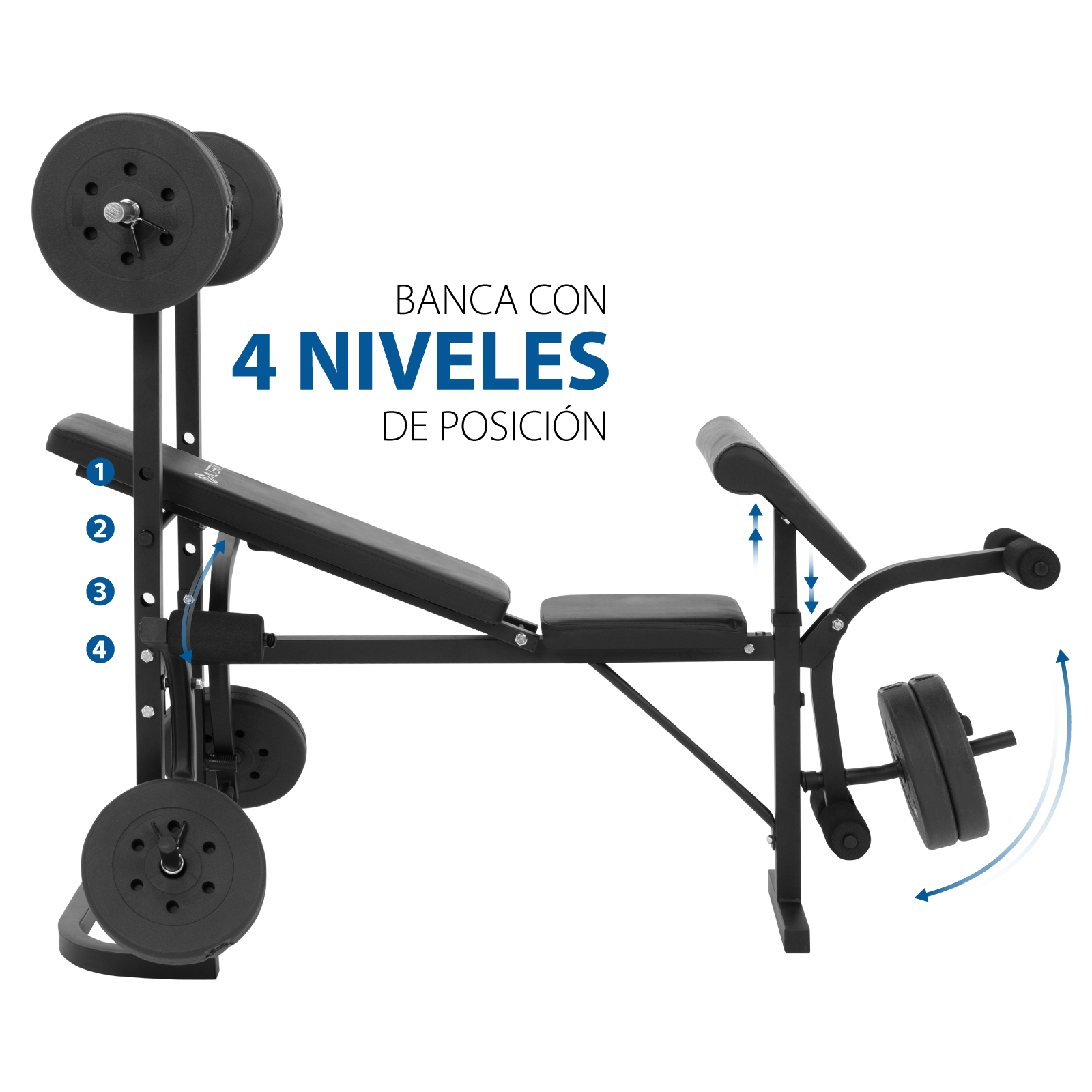 Foto 3 pulgar | Banco de Ejercicio Fitness Altera Lionset Kit Multifuncional Respaldo  Con Barra y Pesas Integradas Más Polea Color Ne