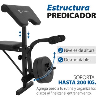 Foto 5 | Banco de Ejercicio Fitness Altera Lionset Kit Multifuncional Respaldo Con Barra y Pesas Integradas Más Polea Color Ne