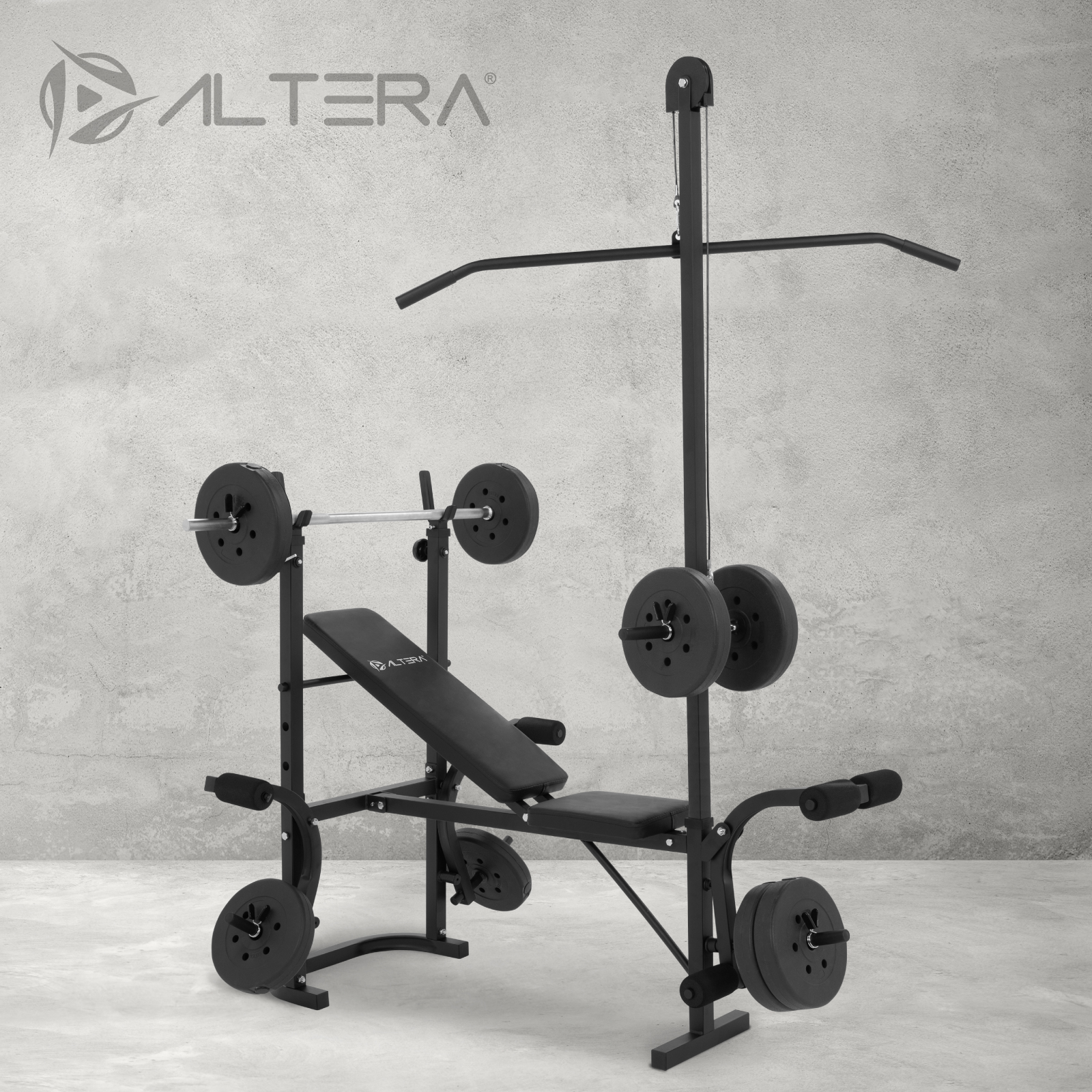 Foto 7 pulgar | Banco de Ejercicio Fitness Altera Lionset Kit Multifuncional Respaldo  Con Barra y Pesas Integradas Más Polea Color Ne