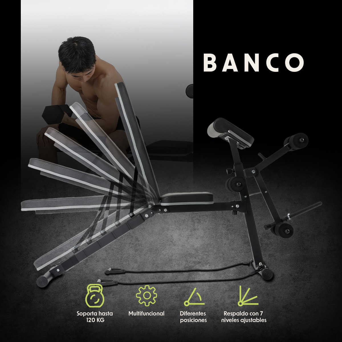 Foto 3 pulgar | Banco Multiposiciones Bywell Ajustable Gym Brazo y Pierna