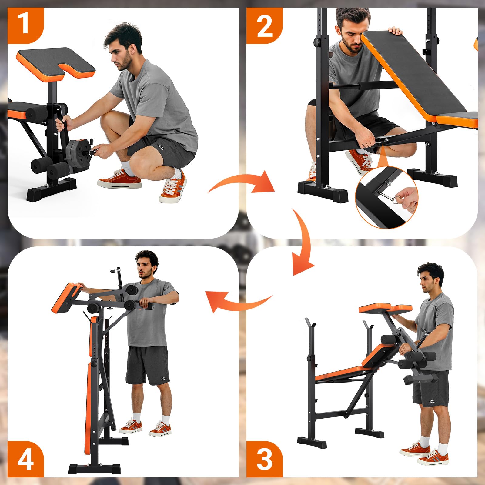 Foto 6 pulgar | Juego De Bancos De Pesas Yoleo 6 En 1 Ajustables Y Plegables Para Gimnasio En Casa - Venta Internacional.
