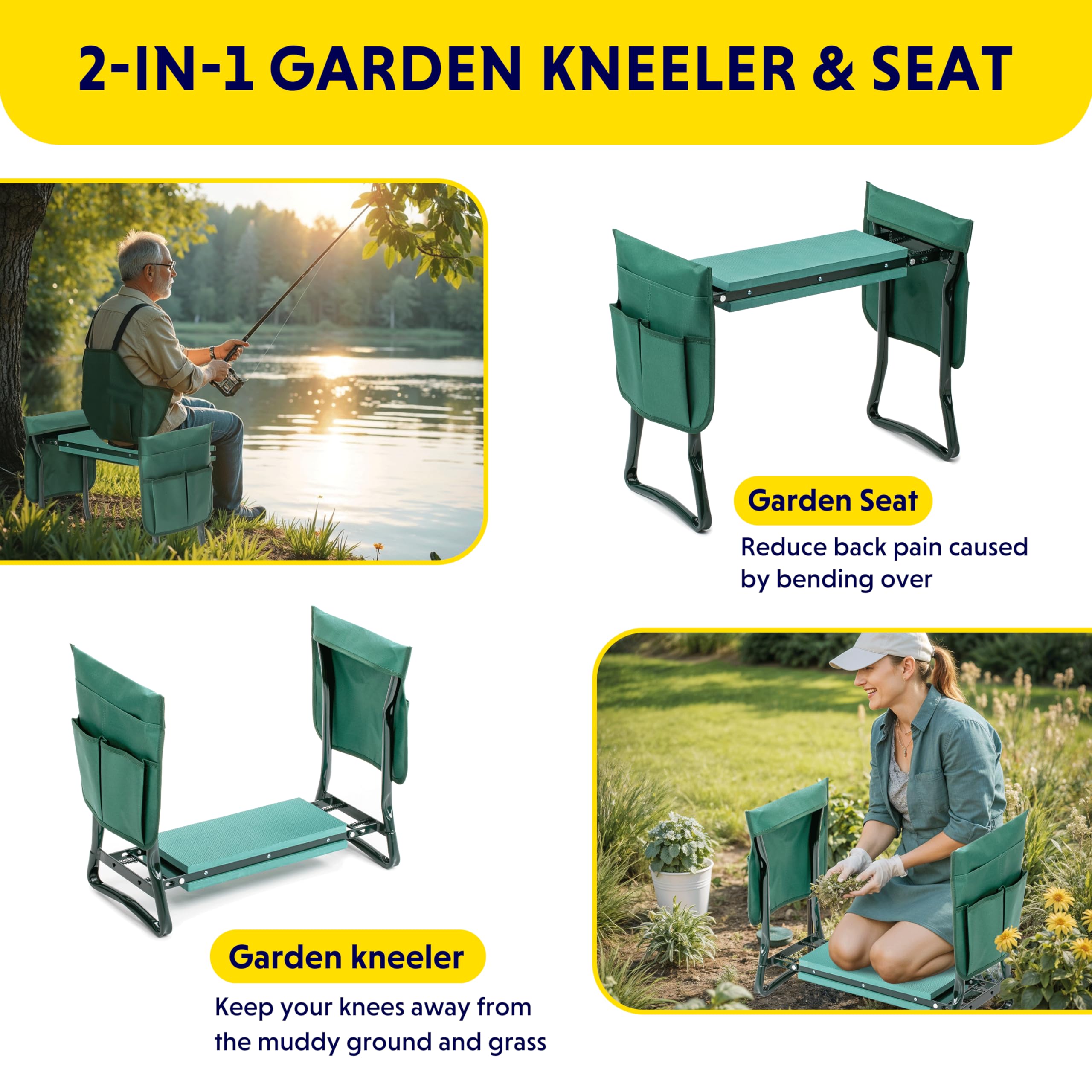 Foto 5 pulgar | Reclinatorio Y Asiento De Jardinería Simple Deluxe Pro Con Capacidad De 150 Kg - Venta Internacional.