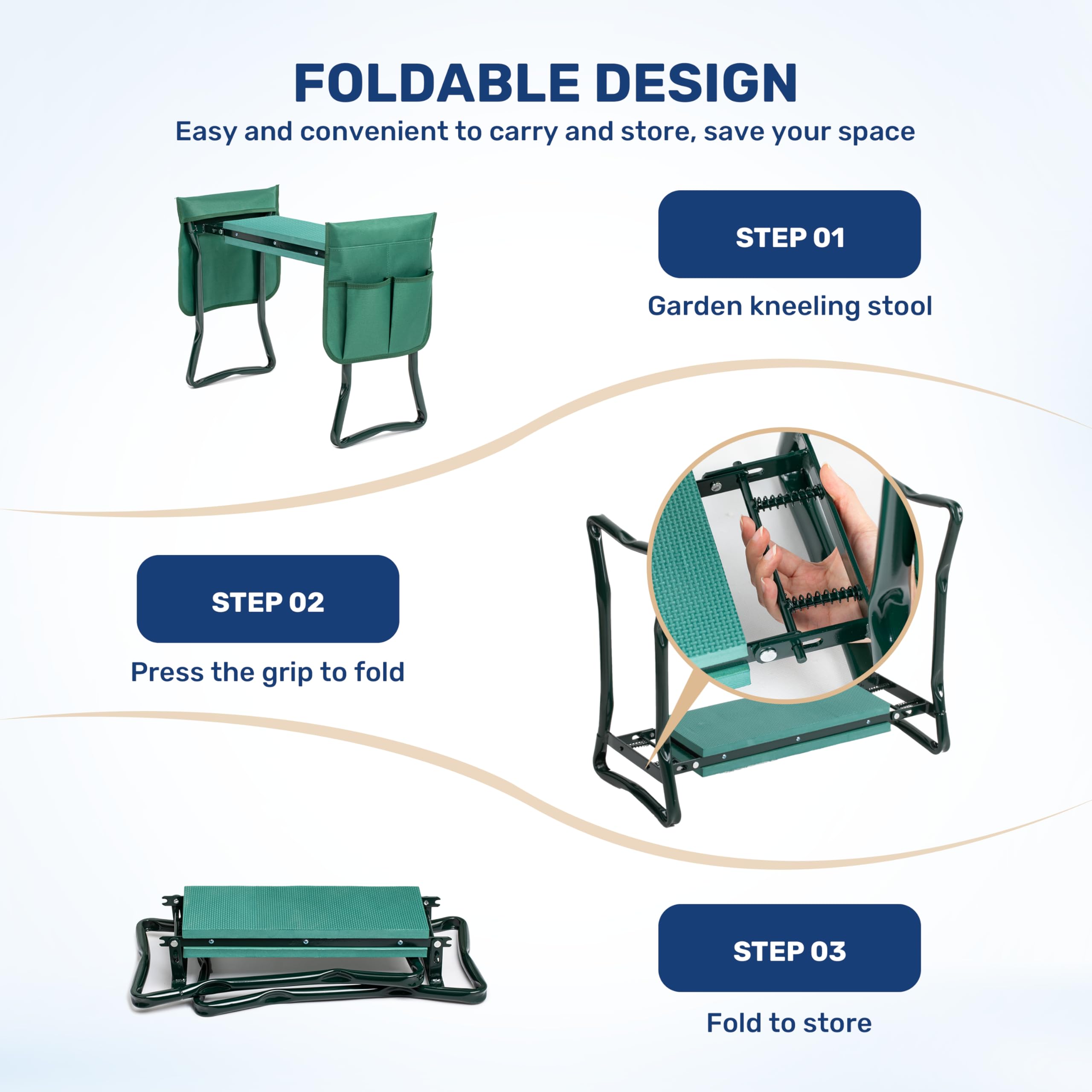 Foto 4 pulgar | Reclinatorio Y Asiento De Jardín Healsmart Healsmart  Plegable  Verde - Venta Internacional.