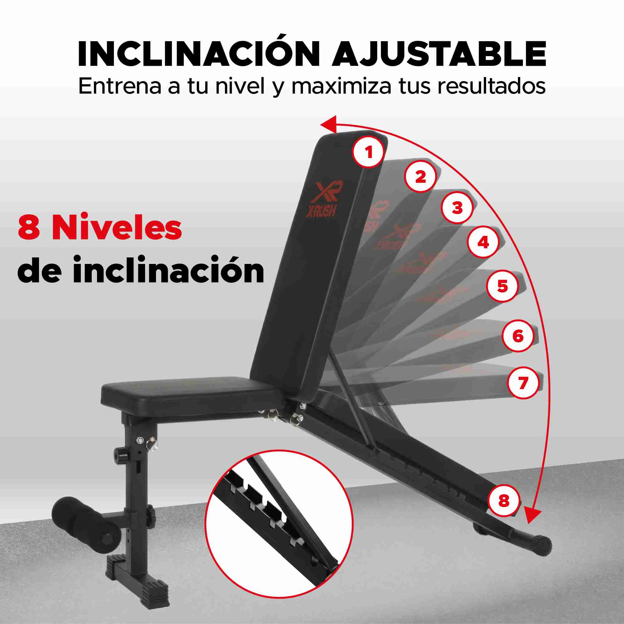 Foto 5 pulgar | Banco Para Abdominales Ajustable X-rush Multiangulo