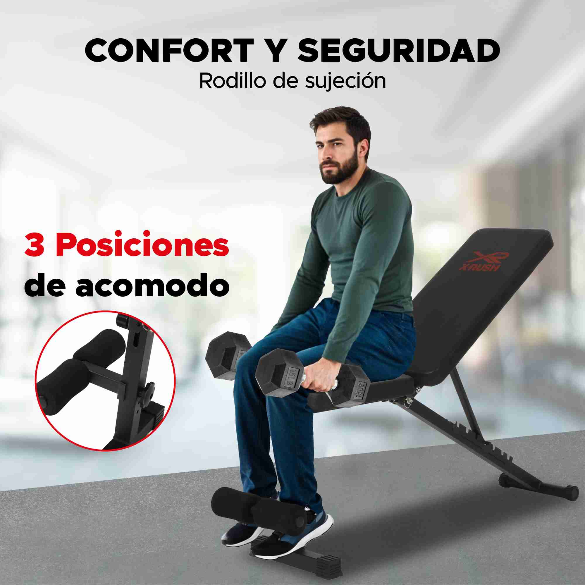 Foto 6 pulgar | Banco Para Abdominales Ajustable X-rush Multiangulo