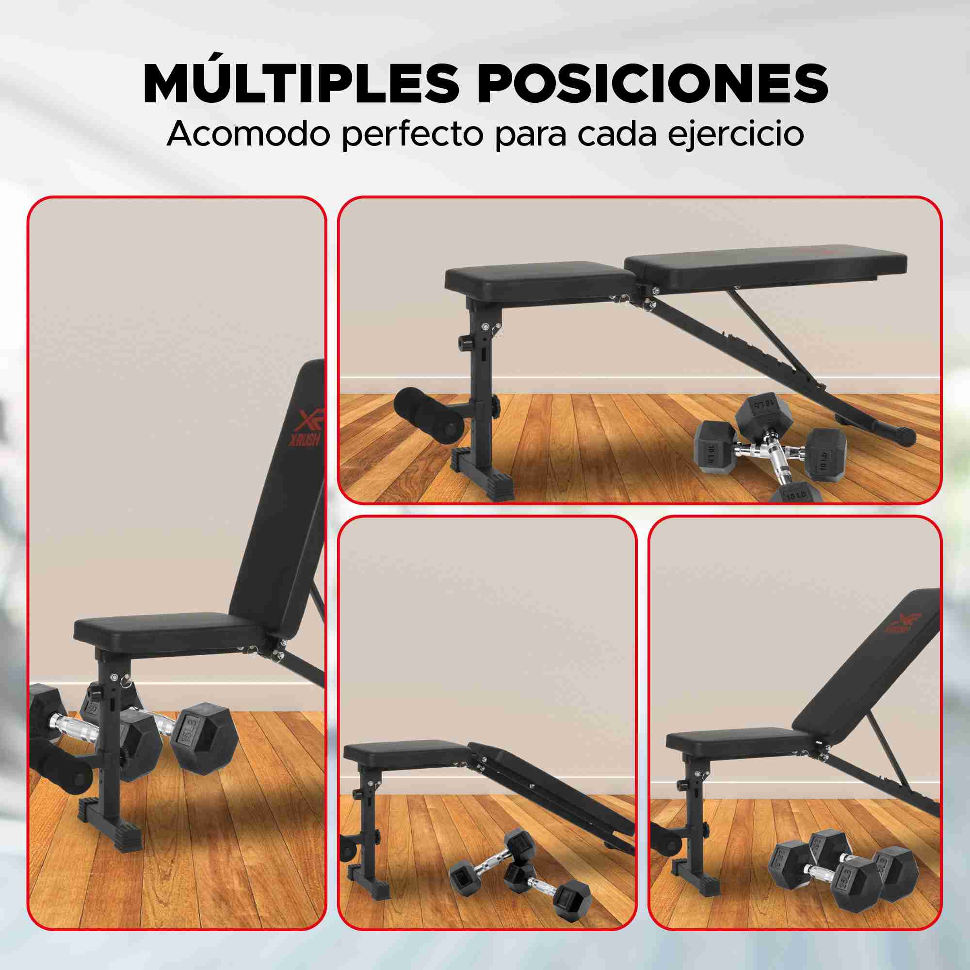 Foto 8 pulgar | Banco Para Abdominales Ajustable X-rush Multiangulo