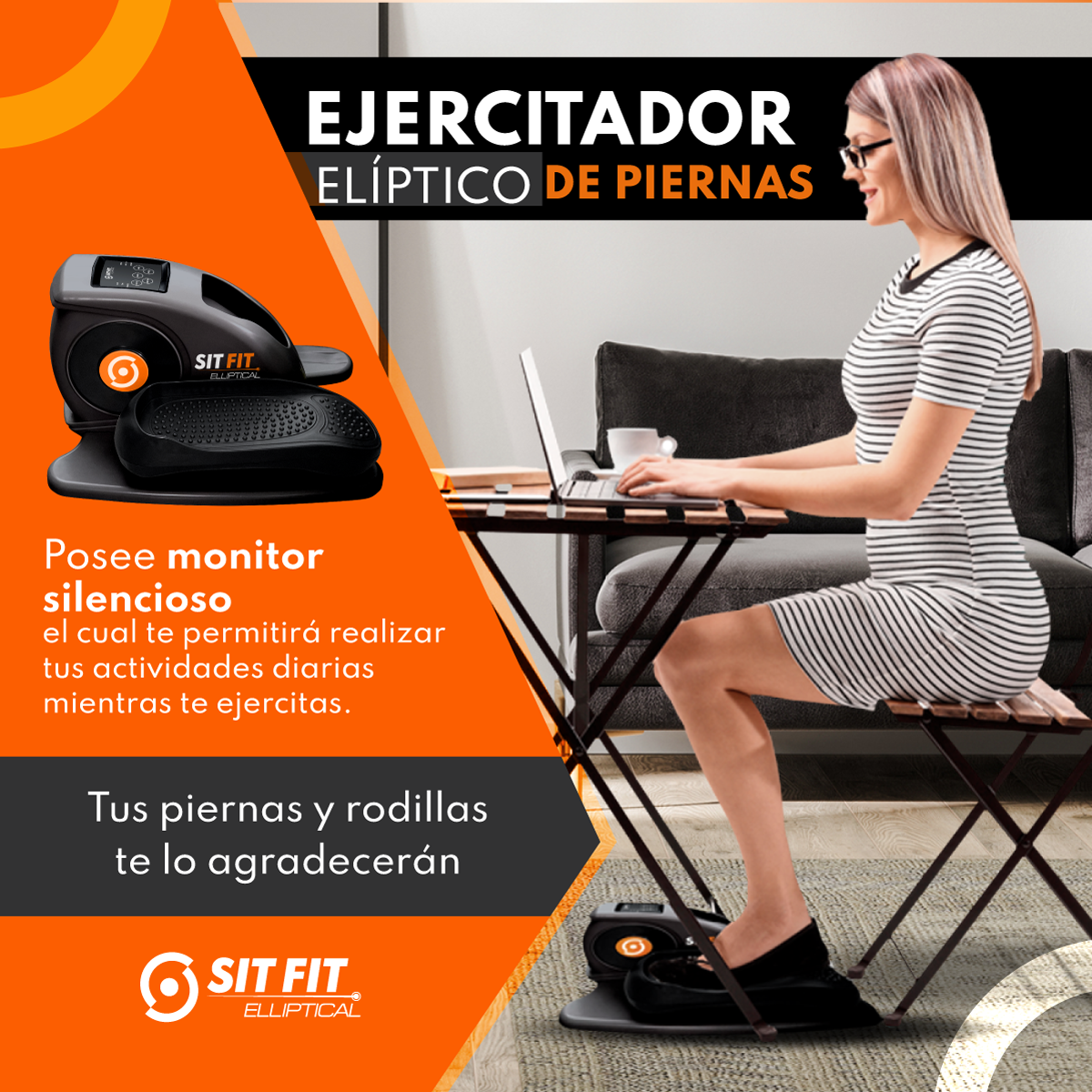 Foto 8 pulgar | Elíptica Escaladora Eléctrica Sit Fit compacta y silenciosa con control remoto