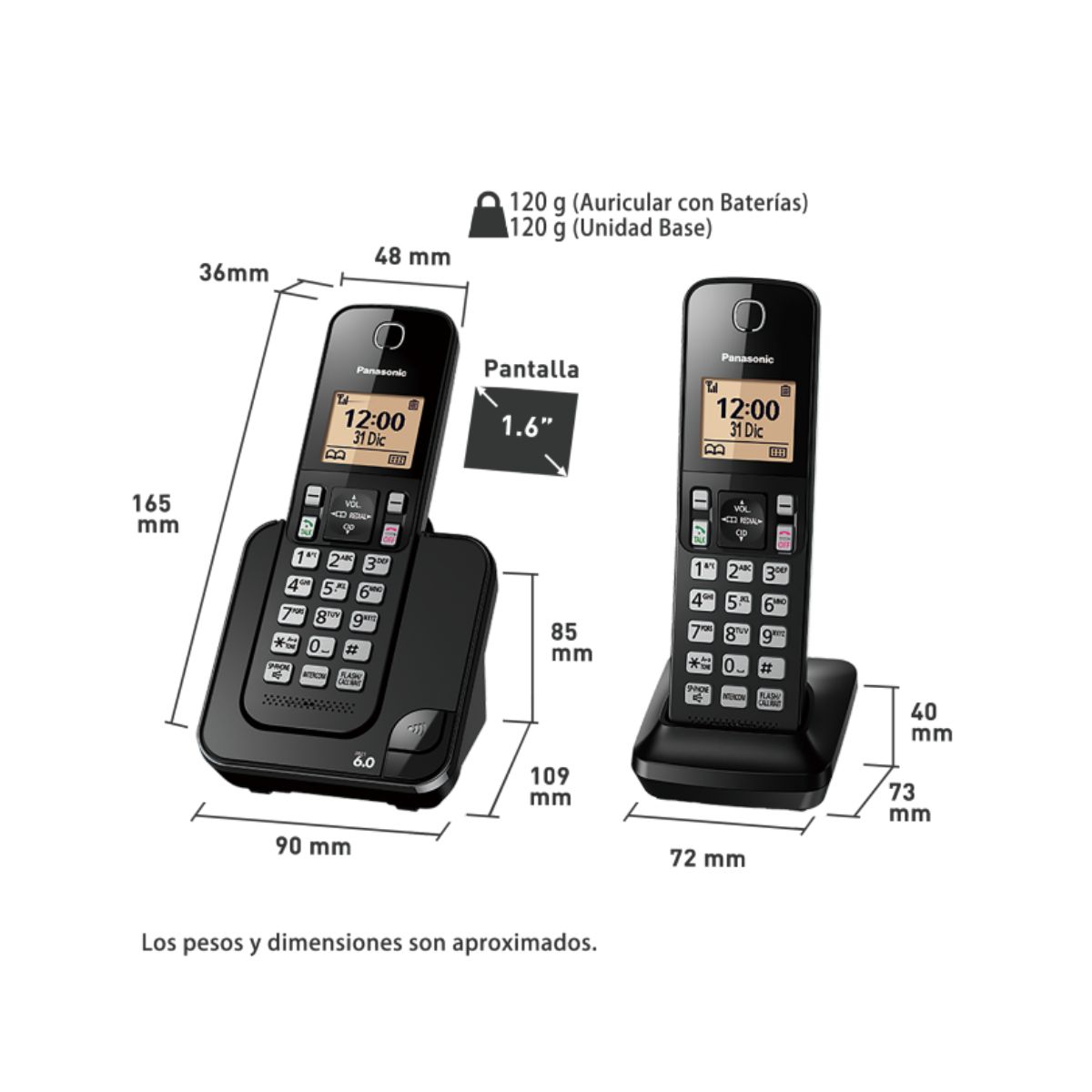 Foto 5 pulgar | Teléfono Inalámbrico Panasonic Kx-tgc352 color Negro con 1 Extensión e Identificador de Llamadas