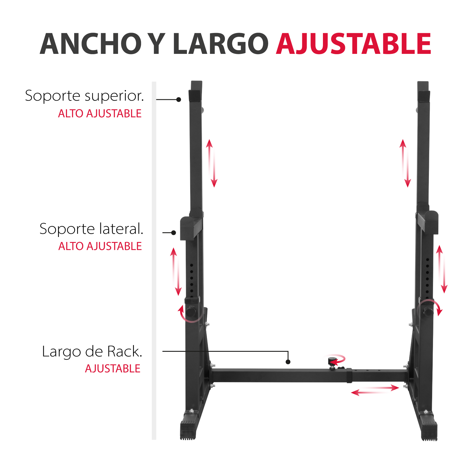 Foto 4 pulgar | Estación Multifuncional Altera Sqtdr Rack Ajustable Para Barra Olímpica color Negro