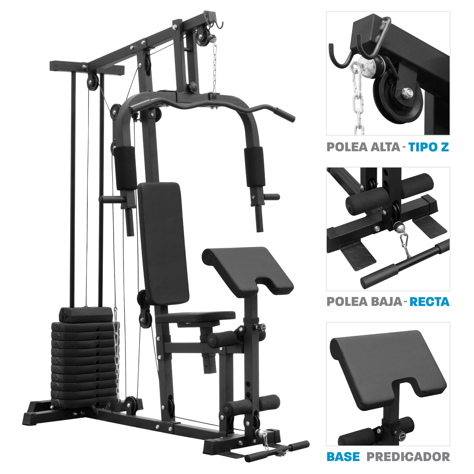 Foto 3 pulgar | Multiestación De Ejercicio  Maqmp Altera Jaula Gym Multifuncional C/ Peso Ajustable Color Negro