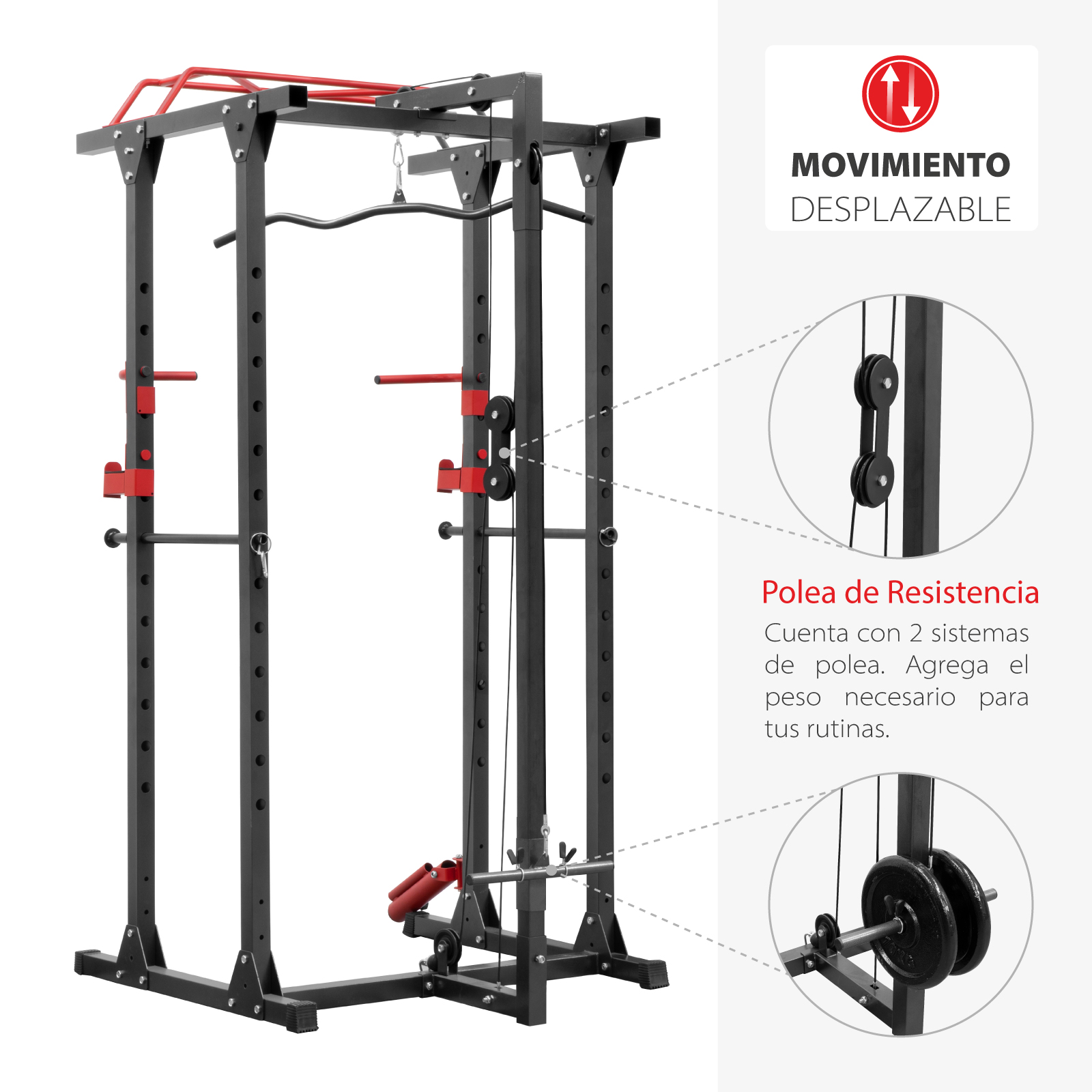 Foto 4 pulgar | Estación De Gimnasio Altera Sqtsm Jaula De Entrenamiento Multifuncional Ajustable Color  Negro-rojo