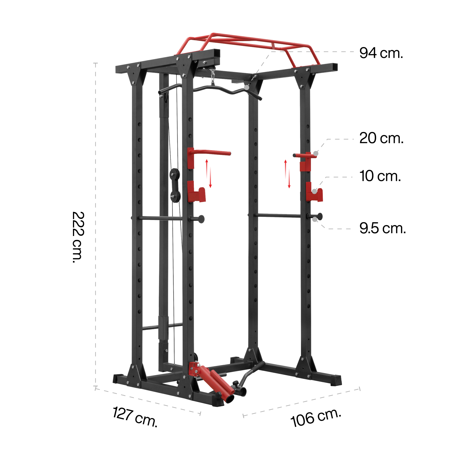 Foto 7 pulgar | Estación De Gimnasio Altera Sqtsm Jaula De Entrenamiento Multifuncional Ajustable Color  Negro-rojo