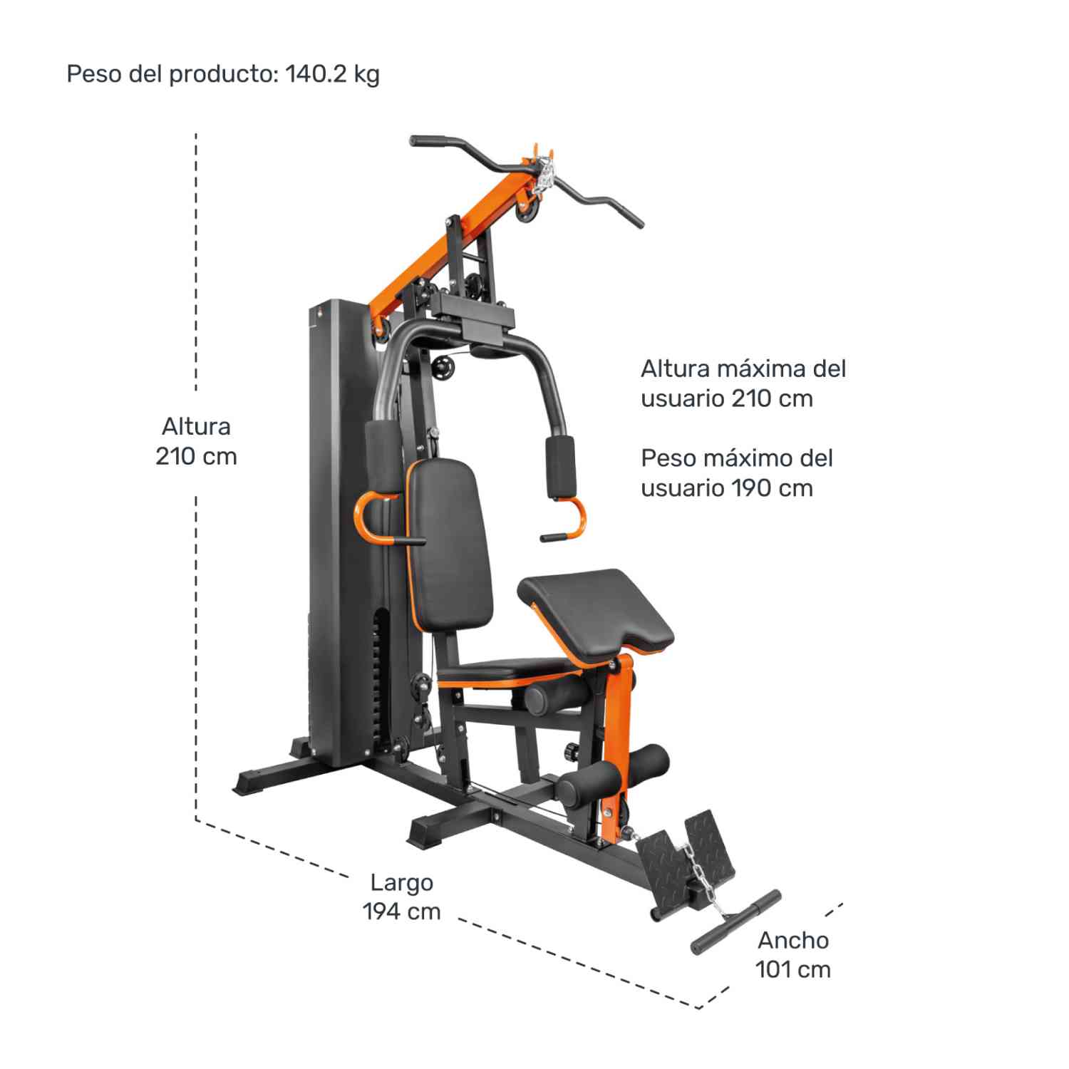 Foto 7 | Gimnasio Multiestación Multifuncional Ejercicio Gym 13 Pesas