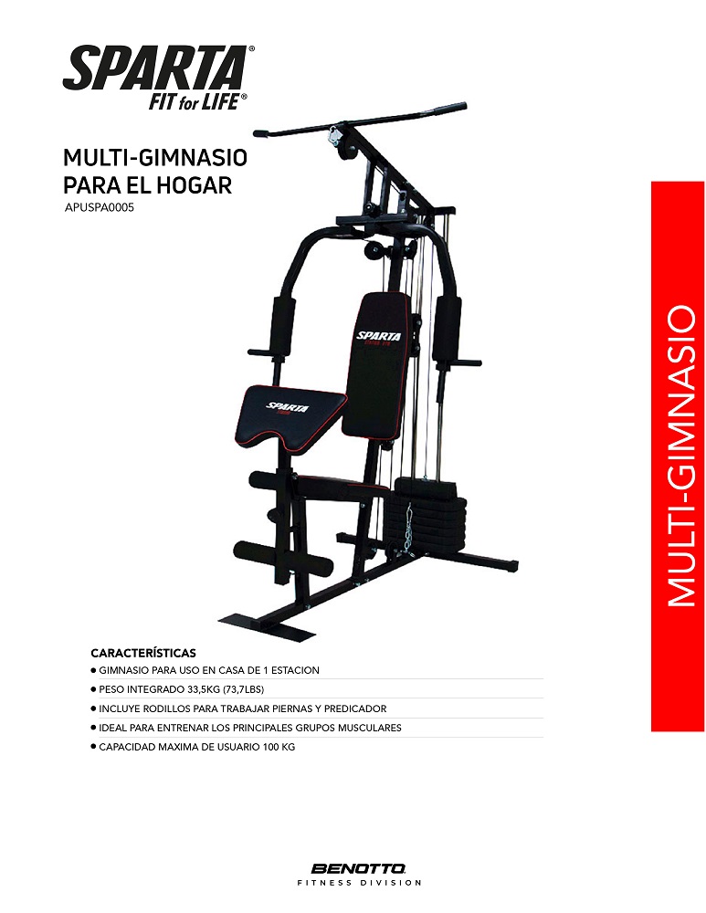 Foto 9 pulgar | Gimnasio Multifuncional Barras de Peso Sparta Fitness 33.5 kg