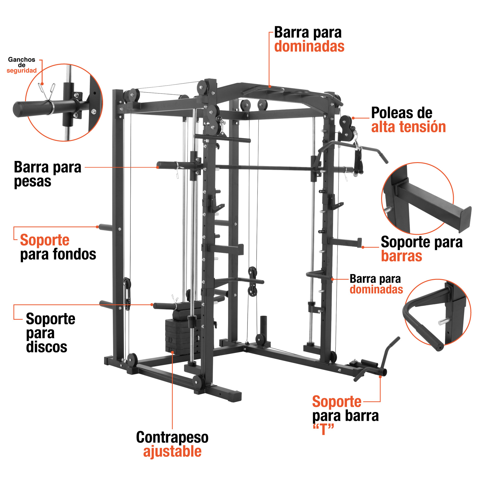 Foto 7 | Jaula Smith Altera Gimnasio Multifuncional Peso Integrado