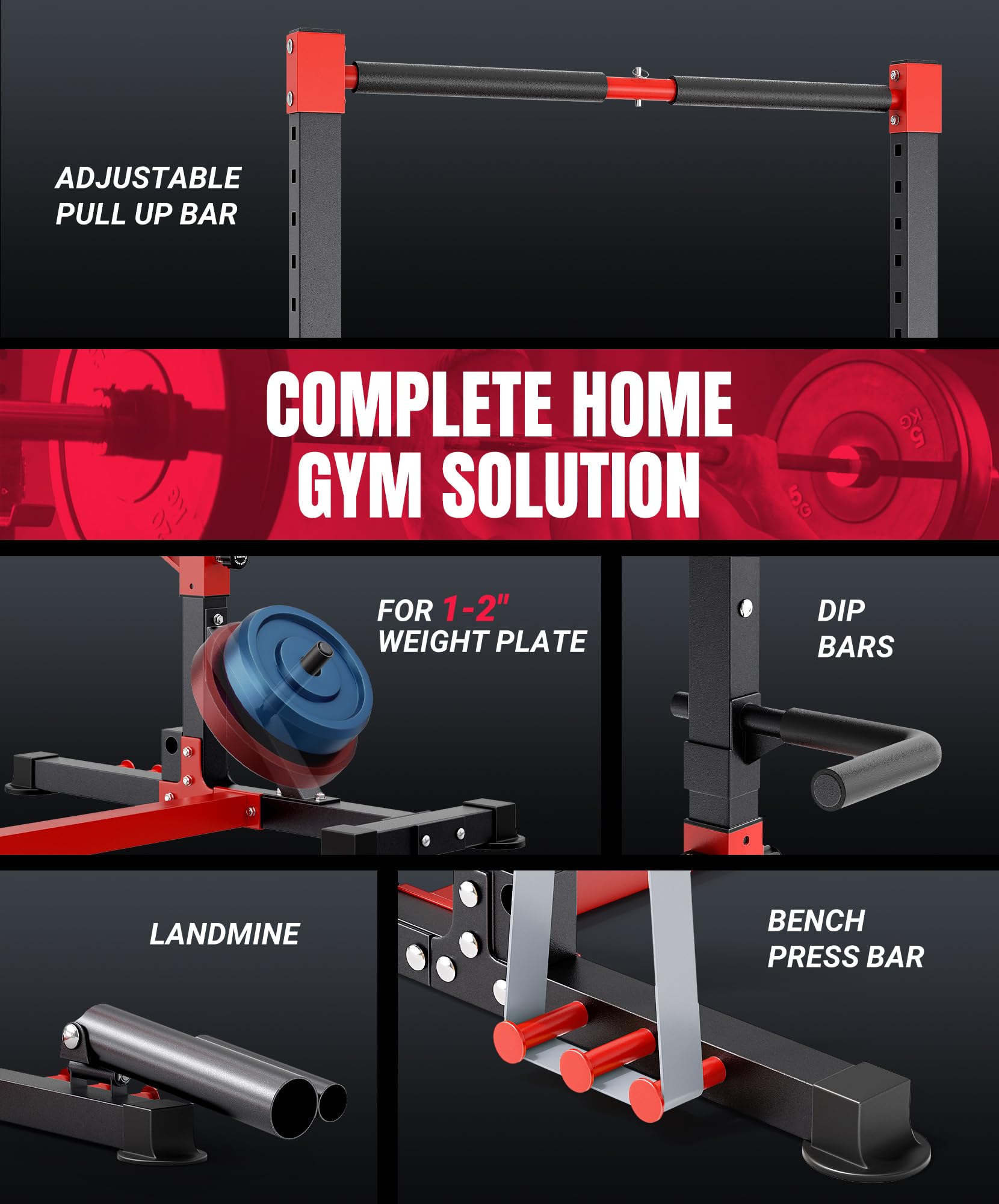 Foto 4 pulgar | Soporte Para Sentadillas Yoleo Con Barra Ajustable Y Brazos De Seguridad - Venta Internacional.